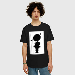 Футболка оверсайз мужская Силуэт поцелуй она - для пары, цвет: черный — фото 2
