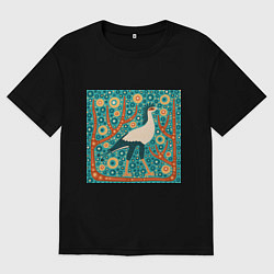 Футболка оверсайз мужская Птица секретарь, цвет: черный