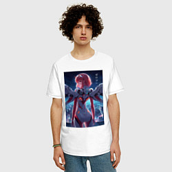 Футболка оверсайз мужская Zero two - Darling in the Franxx - cyberpunk, цвет: белый — фото 2