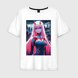 Футболка оверсайз мужская Darling in the Franxx - zero two - ai art, цвет: белый