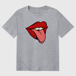 Футболка оверсайз мужская Girl lips, цвет: меланж