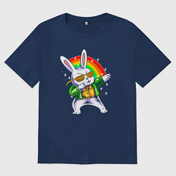 Футболка оверсайз мужская Rainbow rabbit, цвет: тёмно-синий