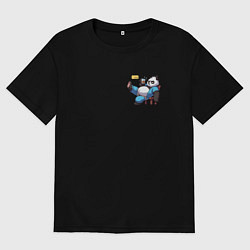 Футболка оверсайз мужская Панда с кружкой пива, цвет: черный