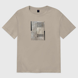 Футболка оверсайз мужская Геометрическая абстракция беж, цвет: миндальный