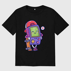 Футболка оверсайз мужская Тетрис скейтер, цвет: черный