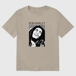 Футболка оверсайз мужская Боб Марли абстрактный портрет, цвет: миндальный