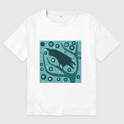 Футболка оверсайз мужская Ворон на дереве, цвет: белый