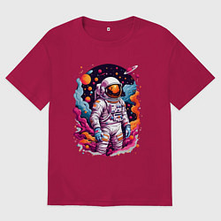 Футболка оверсайз мужская Космонавт, цвет: маджента