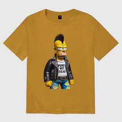 Футболка оверсайз мужская The harsh Homer Simpson - punks not dead, цвет: горчичный