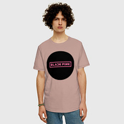 Футболка оверсайз мужская Blackpink logotype - group of South Korea, цвет: пыльно-розовый — фото 2