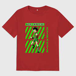 Футболка оверсайз мужская Хантер Гон полоска, цвет: красный