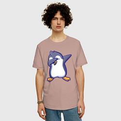 Футболка оверсайз мужская Dab penguin, цвет: пыльно-розовый — фото 2