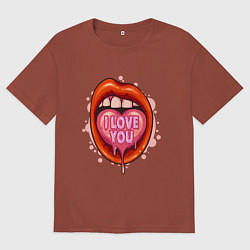 Футболка оверсайз мужская I love you, цвет: кирпичный