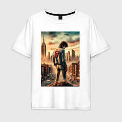 Футболка оверсайз мужская Mick Jagger is the world legend, цвет: белый