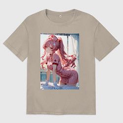 Футболка оверсайз мужская Медсестричка позаботится о тебе, цвет: миндальный