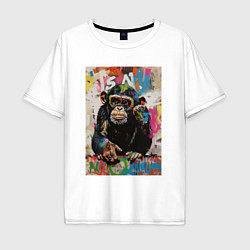 Футболка оверсайз мужская Monkey color, цвет: белый