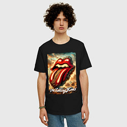 Футболка оверсайз мужская Rolling Stones - logo transformation, цвет: черный — фото 2