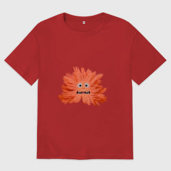 Футболка оверсайз мужская Рыжий пушистый монстрик, цвет: красный