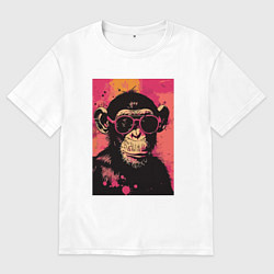 Футболка оверсайз мужская Крутая обезьянка, цвет: белый