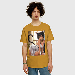 Футболка оверсайз мужская Сфинкс в древнем Египте, цвет: горчичный — фото 2