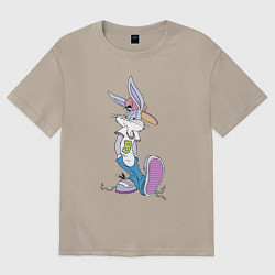 Футболка оверсайз мужская Bugs Bunny in the sneakers, цвет: миндальный
