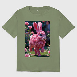 Футболка оверсайз мужская Кролик из роз, цвет: авокадо