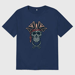 Футболка оверсайз мужская Мёртвый пират, цвет: тёмно-синий