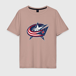 Футболка оверсайз мужская Columbus blue jackets - hockey team - emblem, цвет: пыльно-розовый