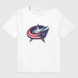 Футболка оверсайз мужская Columbus blue jackets - hockey team - emblem, цвет: белый