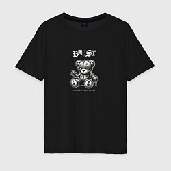 Футболка оверсайз мужская Black white teddy, цвет: черный