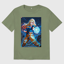 Футболка оверсайз мужская Марин Китагава косплей Dragon Ball, цвет: авокадо