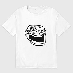 Футболка оверсайз мужская Омега тролл фейс мем, цвет: белый