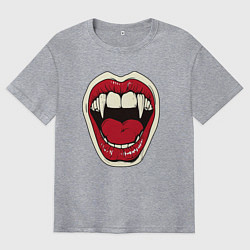 Футболка оверсайз мужская Клыки вампира, цвет: меланж