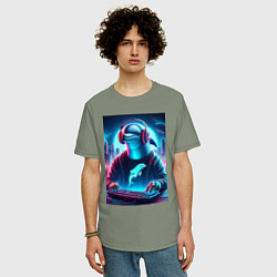 Футболка оверсайз мужская Dolphin is esports player - ai art fantasy, цвет: авокадо — фото 2