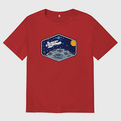 Футболка оверсайз мужская Лунный шаттл, цвет: красный