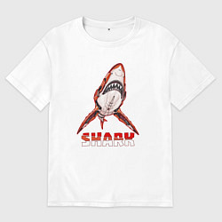 Футболка оверсайз мужская Акула киборг, цвет: белый