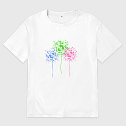 Футболка оверсайз мужская Абстрактные одуванчики, цвет: белый