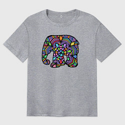 Футболка оверсайз мужская Цветной слоник, цвет: меланж