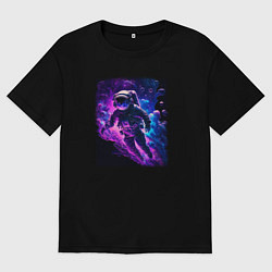 Футболка оверсайз мужская В неоновых облаках, цвет: черный