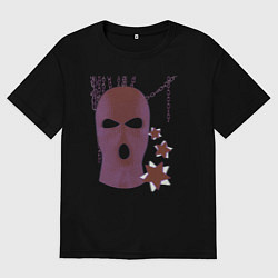 Футболка оверсайз мужская Розовая гранж Y2K балаклава, цвет: черный