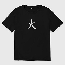 Футболка оверсайз мужская Вторник белым иероглифом, цвет: черный