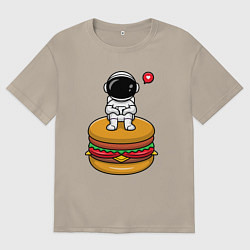 Футболка оверсайз мужская Космический гамбургер, цвет: миндальный