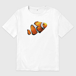 Футболка оверсайз мужская Рыбка попугай, цвет: белый