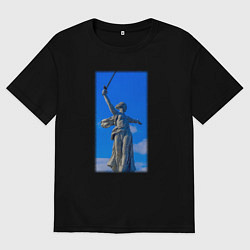 Футболка оверсайз мужская Родина мать статуя, цвет: черный