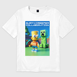 Футболка оверсайз мужская Bart and Creeper - collaboration ai art, цвет: белый