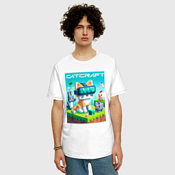 Футболка оверсайз мужская Catcraft - collaboration ai art, цвет: белый — фото 2