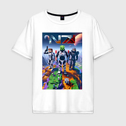 Футболка оверсайз мужская Mass effect and Minecraft - ai art collaboration, цвет: белый