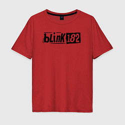 Футболка оверсайз мужская Blink 182 трафарет черный, цвет: красный