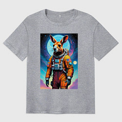 Футболка оверсайз мужская Кенгуру бравый космонавт - нейроарт, цвет: меланж