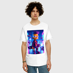 Футболка оверсайз мужская Bart Simpson with a skateboard - art punk, цвет: белый — фото 2